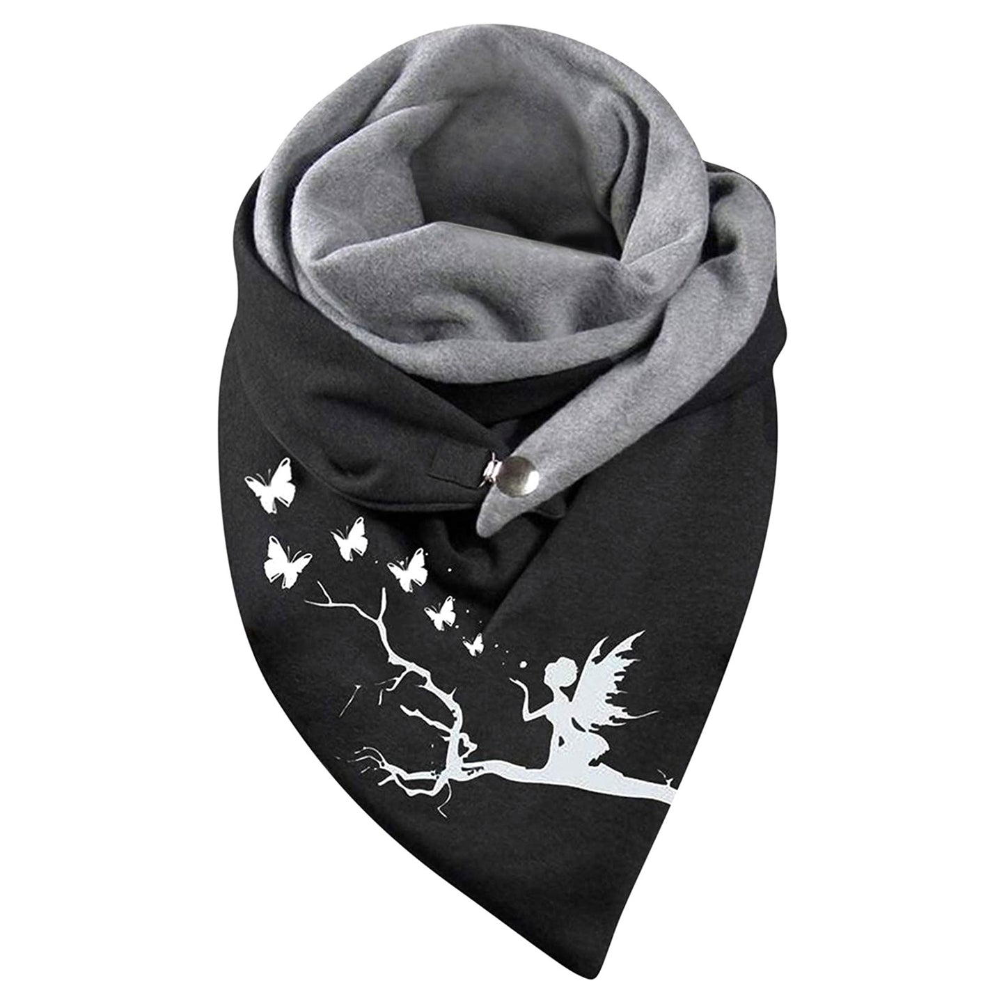 Fashion Plush Butterfly Dandelion Eagle Owl Print Long Button Bib