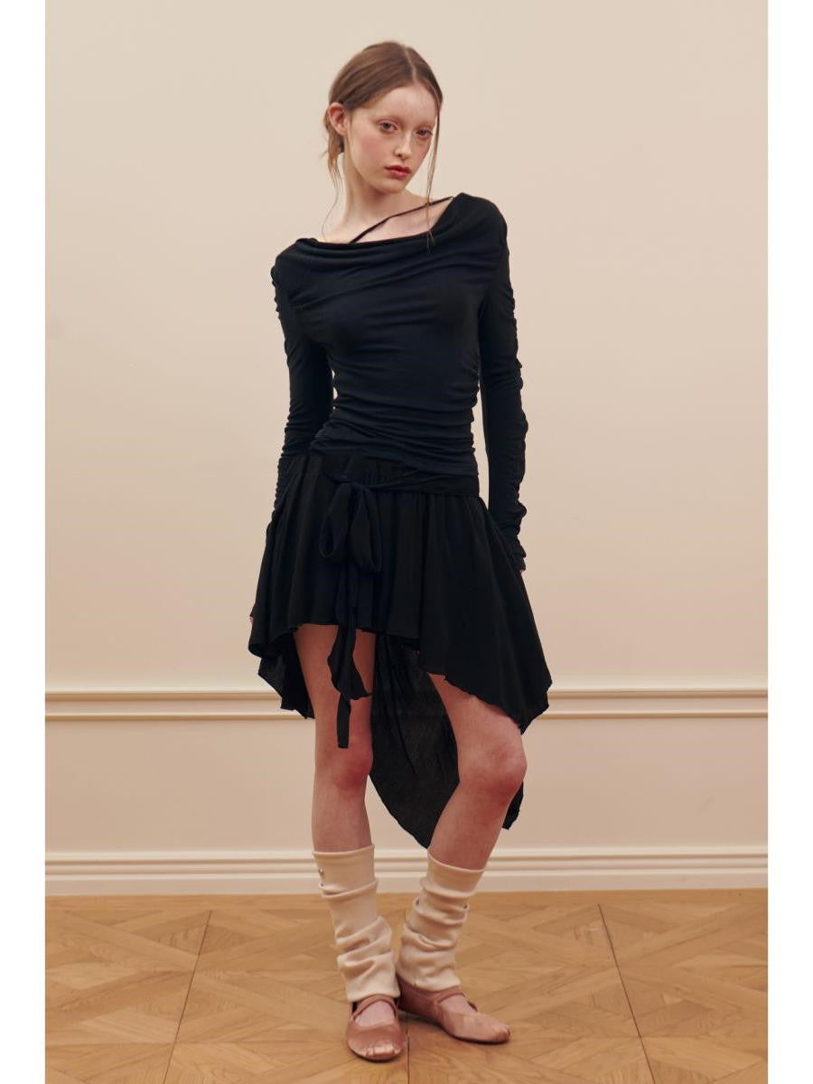 Ballet Style Lace-up Y2g Hot Girl Ruffled Design Irregular Skirt