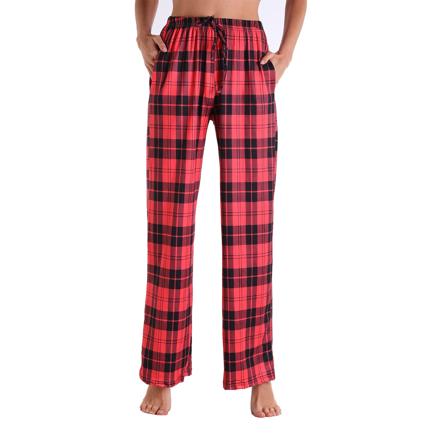 Stretch Cotton Straight-leg Pants Printing Elastic Cord Trousers