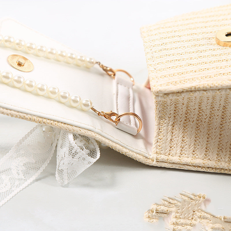 Summertime New Fund Is Relaxed Bowknot Straw Makes Up A Bag