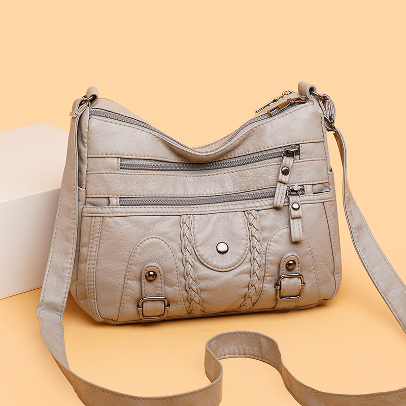 Multi-compartment Shoulder Soft Advanced Texture Crossbody Bag