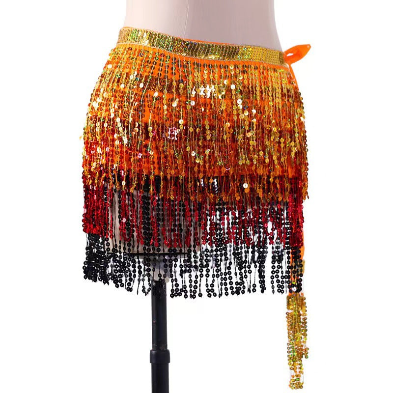 Halloween Indian Dance Hip Scarf Bohemia Sequins