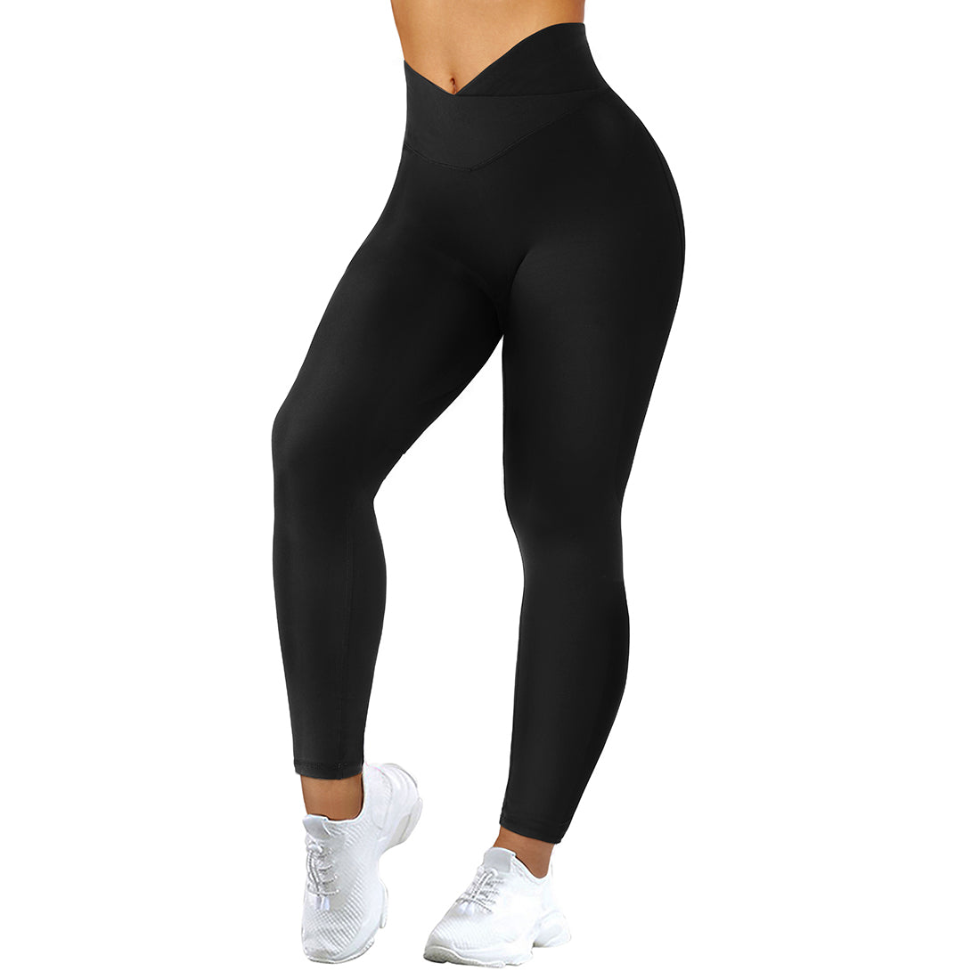 Cross Waist Hips Print Solid Color High Waist Bottoming Yoga Pants