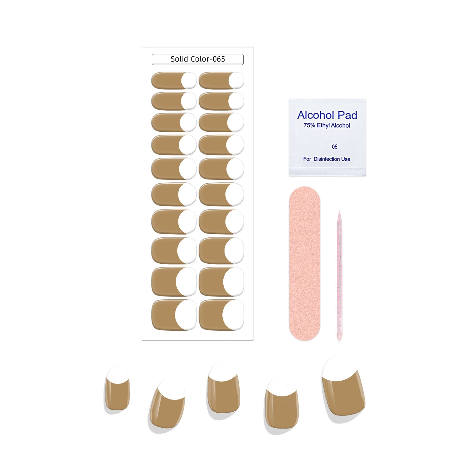 New French Solid Color Gel Waterproof Semi-baked Nail Stickers