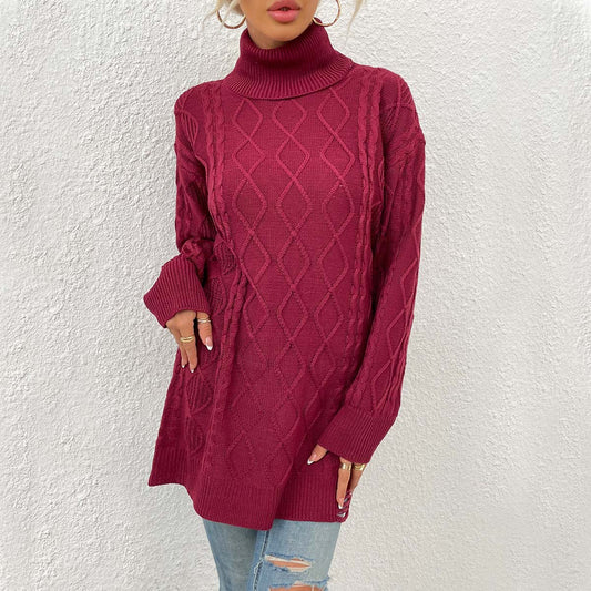Womens Sweater Chunky-Knit Diamond-Pattern Sweater Dress
