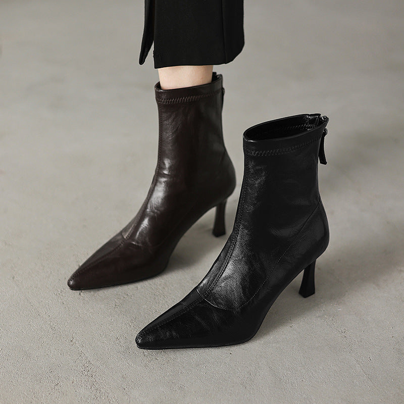 Womens Stylish Chic Ankle Boots With Zippers