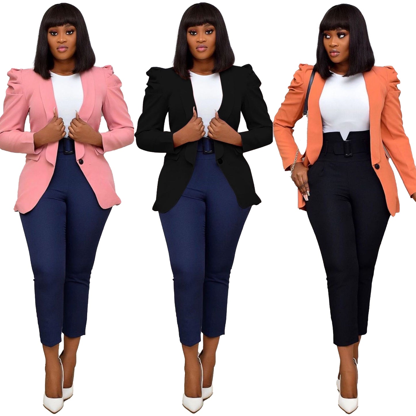 Women's Autumn And Winter New Casual Style Pleated Solid Color Jacket