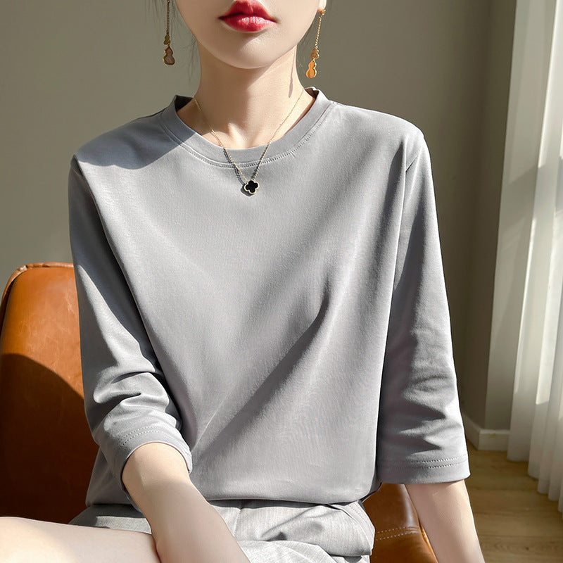 Mid-sleeve Bottoming Shirt Outer Wear Half-sleeve T-shirt Top