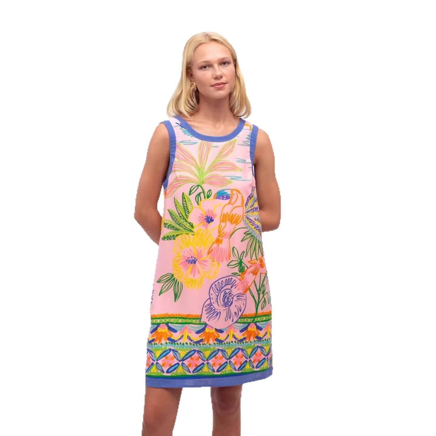 Printed Loose-Fit Holiday Casual Womens Dress