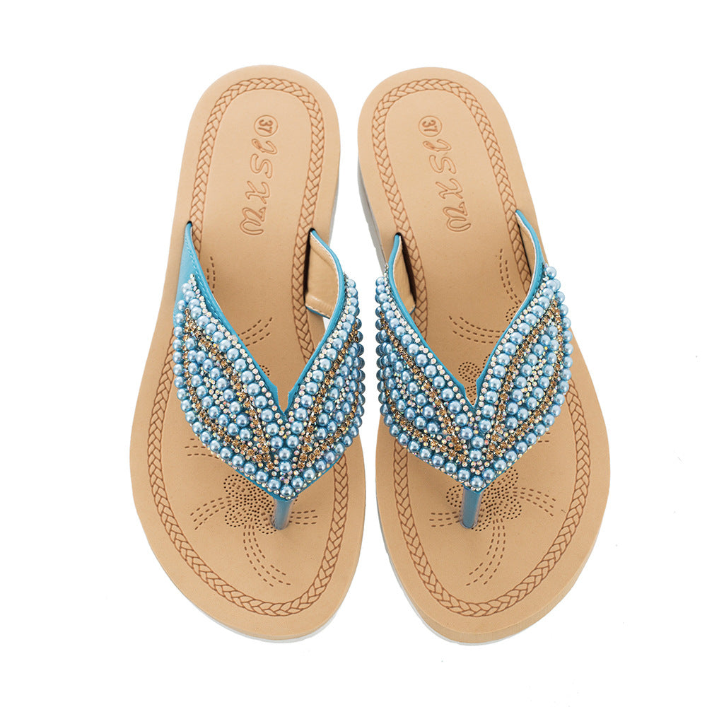 Plus Size Pearl Leaf Accessories Sandals