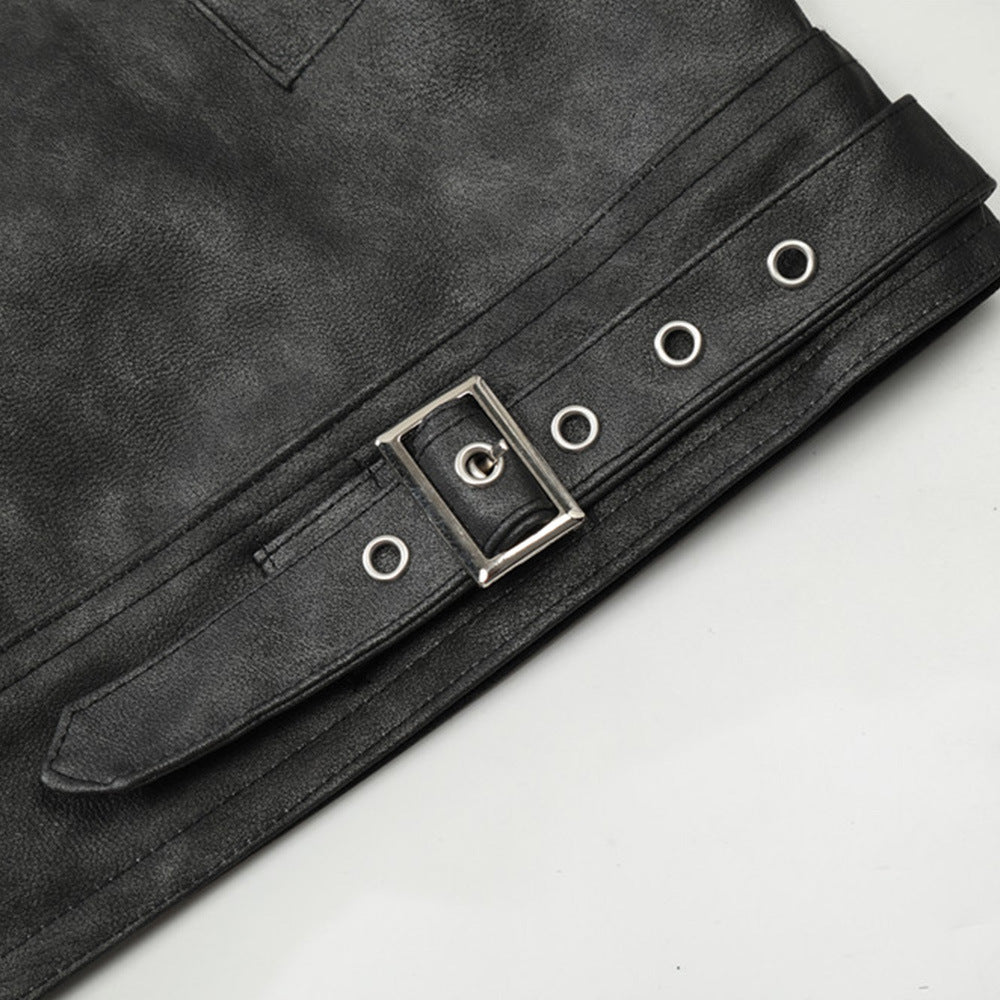 Men's Loose Motorcycle PU Leather Jacket