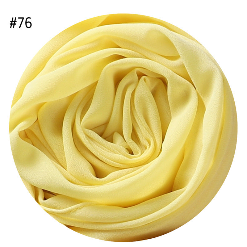 Women's Simple And Versatile Solid Color Pearl Chiffon Scarf