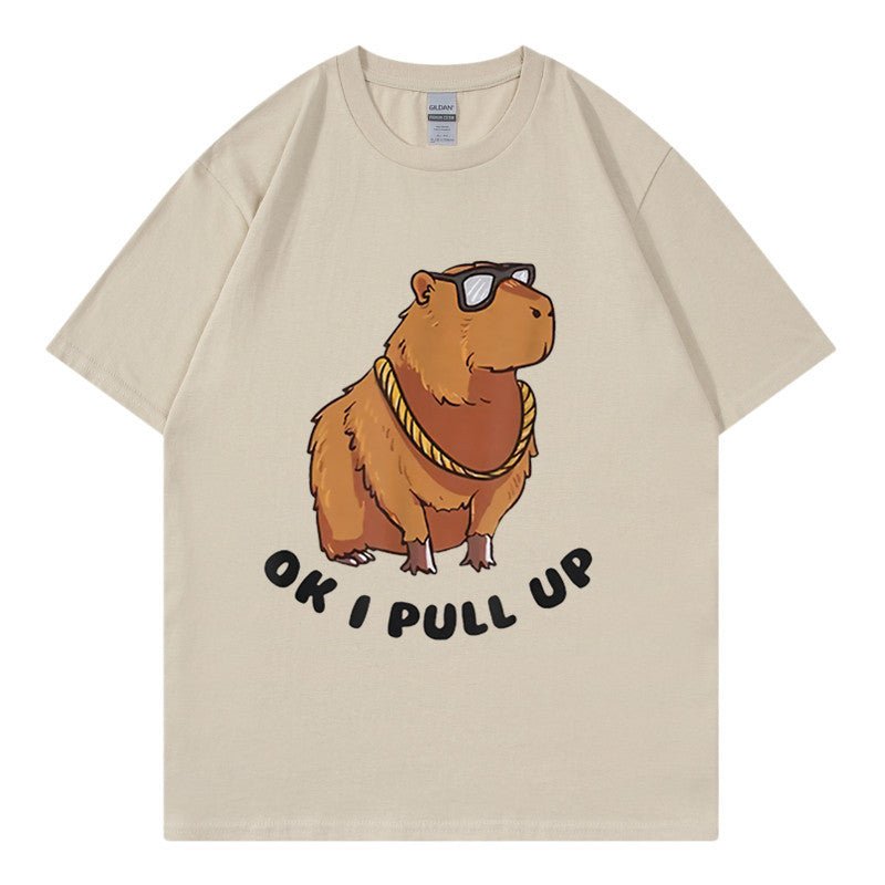 Printed Hip Hop Loose Short-sleeved T-shirt Men's Fashion Hong Kong Style Youth