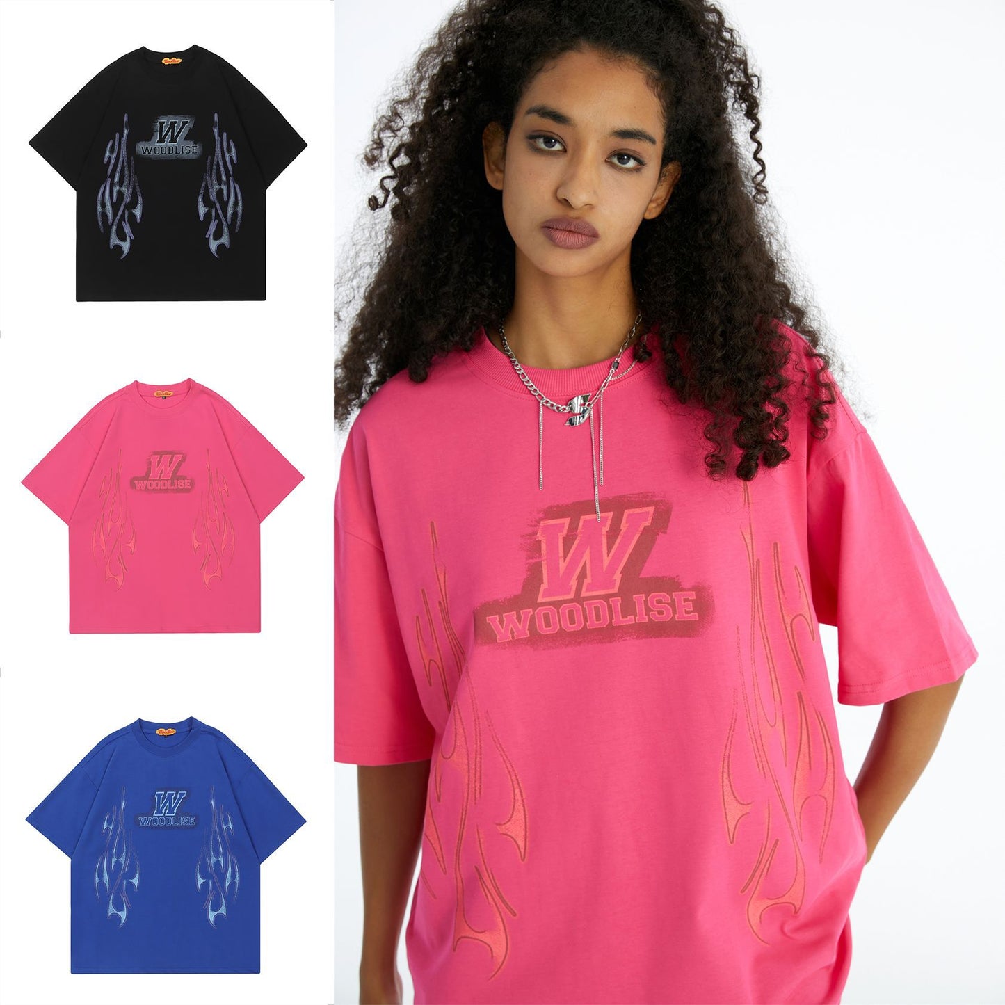 Street Retro Trendy Mærke Kortærmet T-shirt med Bogstavtryk