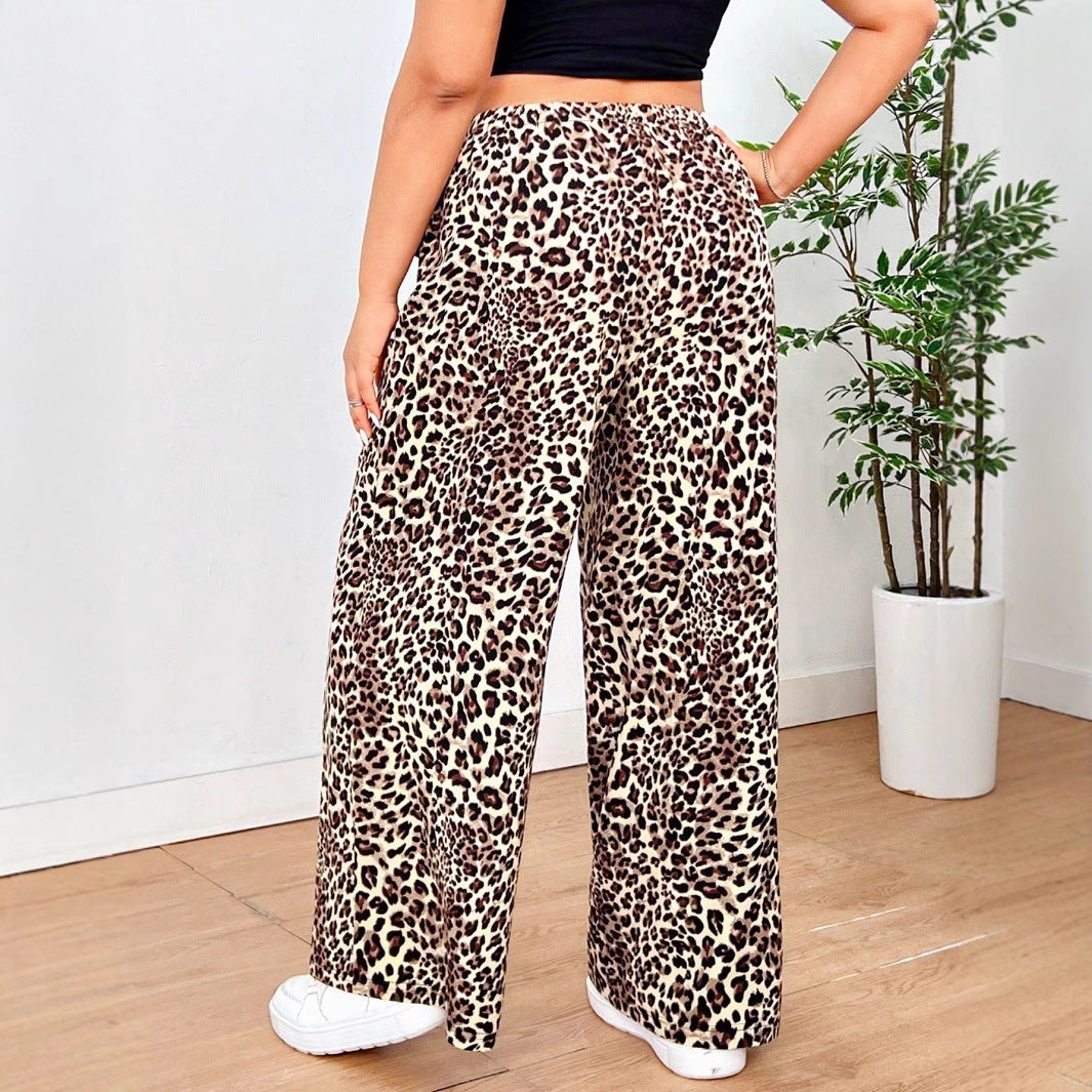 Women's Loose Casual Leopard Print Trousers
