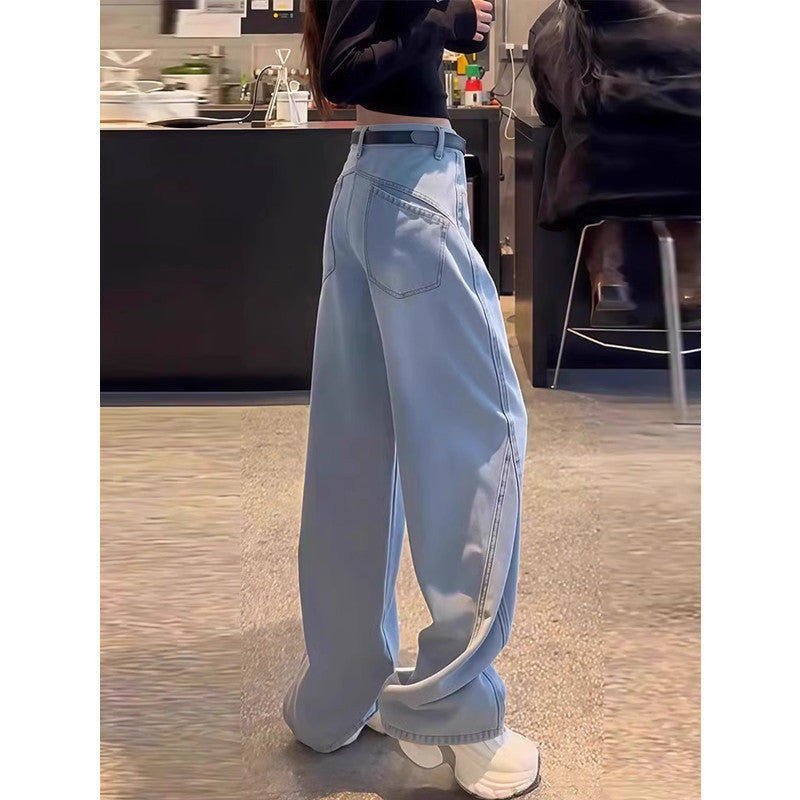 Springautumn Ny Stil Hvide Lige Ben Jeans Til Store Kvinder