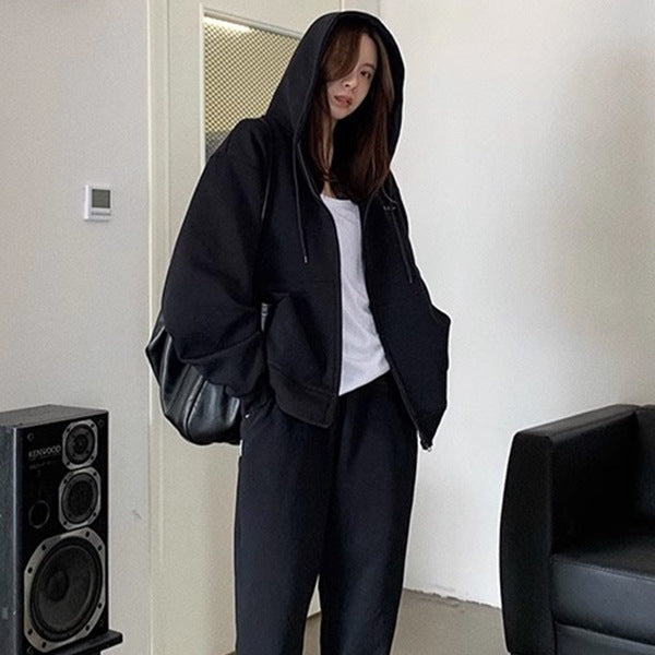 Løs og Hættetrøje Cardigan Sweater Frakke Fortykket Casual Stil