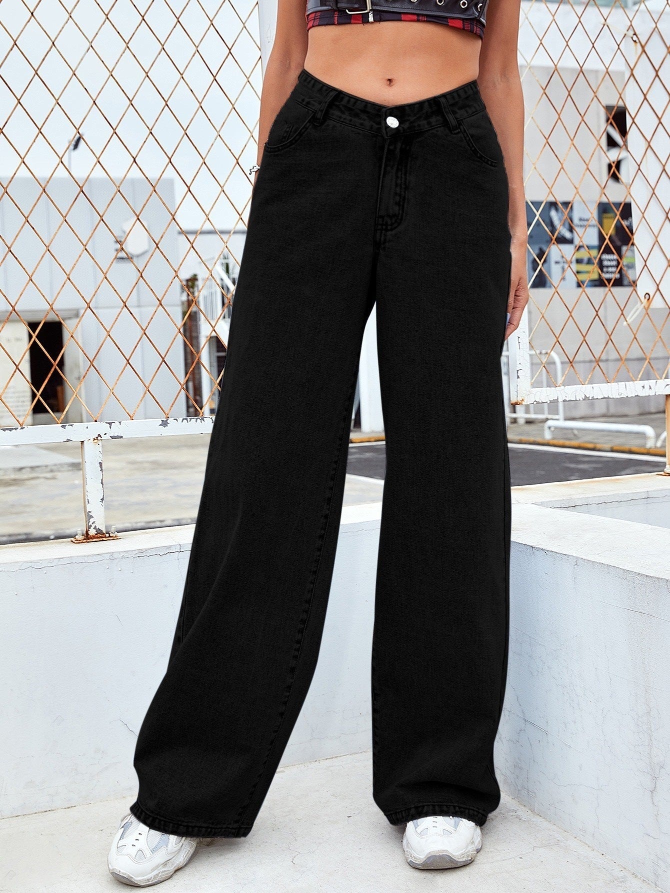 Vaskede Fashion Straight Jeans til damer med medium talje