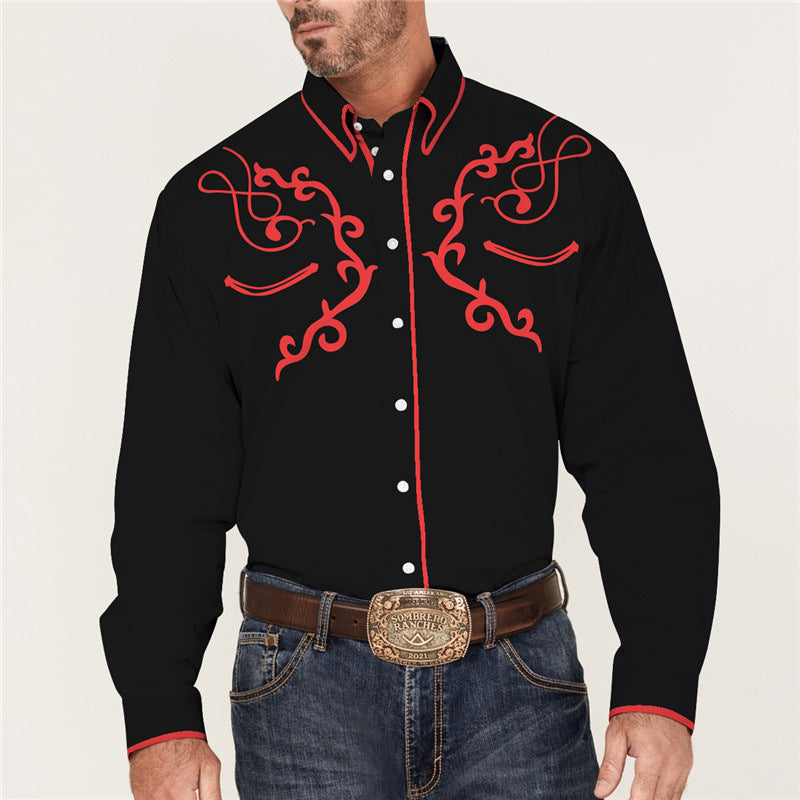 Fashion Loose Printed Shirt American Western Style