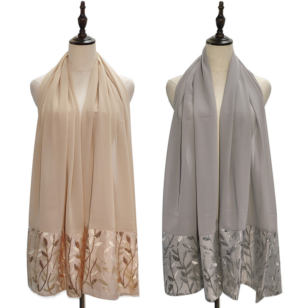 Dame-chiffon-turban med syninger i ensfarvet