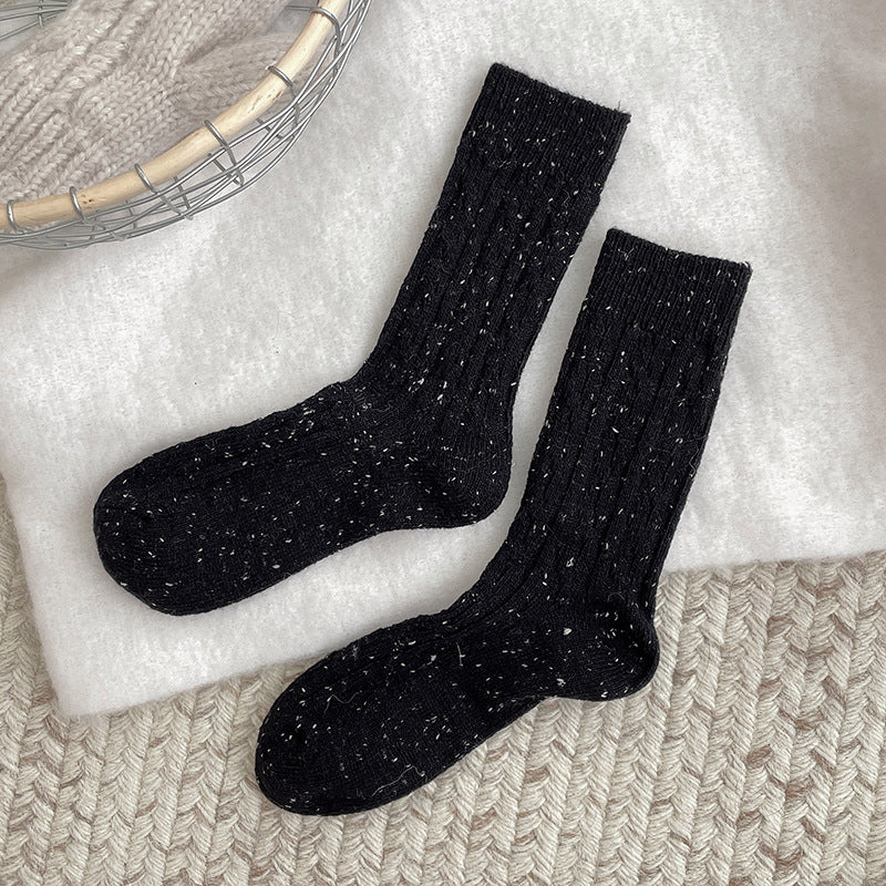 Thickened Dotted Yarn Cable-knit Wool Socks