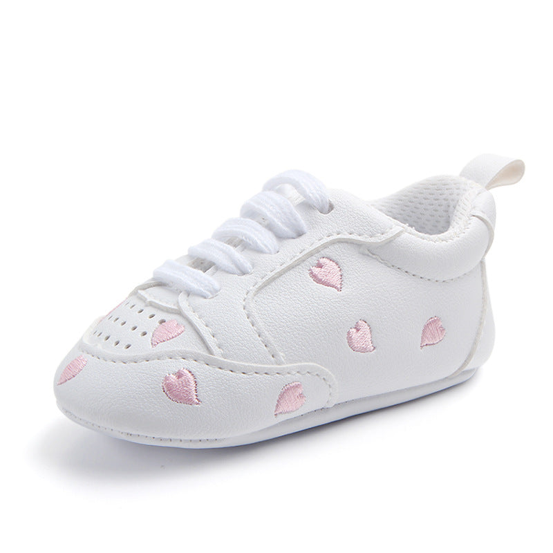 Sports Red Heart Five-star Baby's Shoes Toddler Shoes Soft Bottom Children's Sports Shoes White
