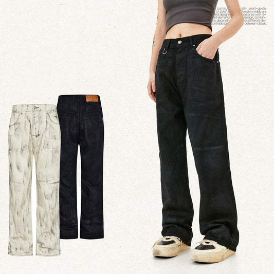 Håndholdt Børste Distressed Lige Jeans
