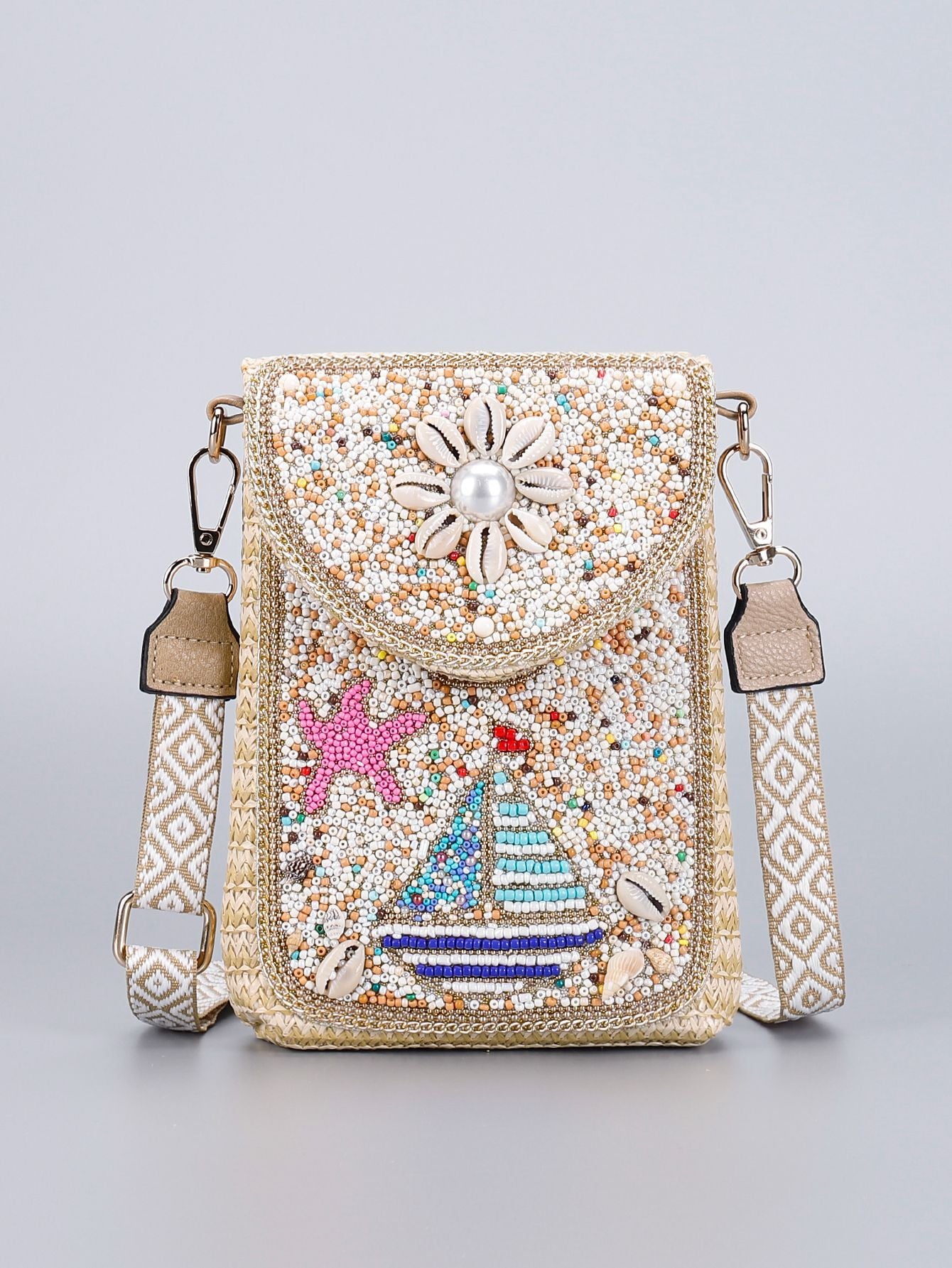 Rice Bead Bag Woven Women's Shoulder