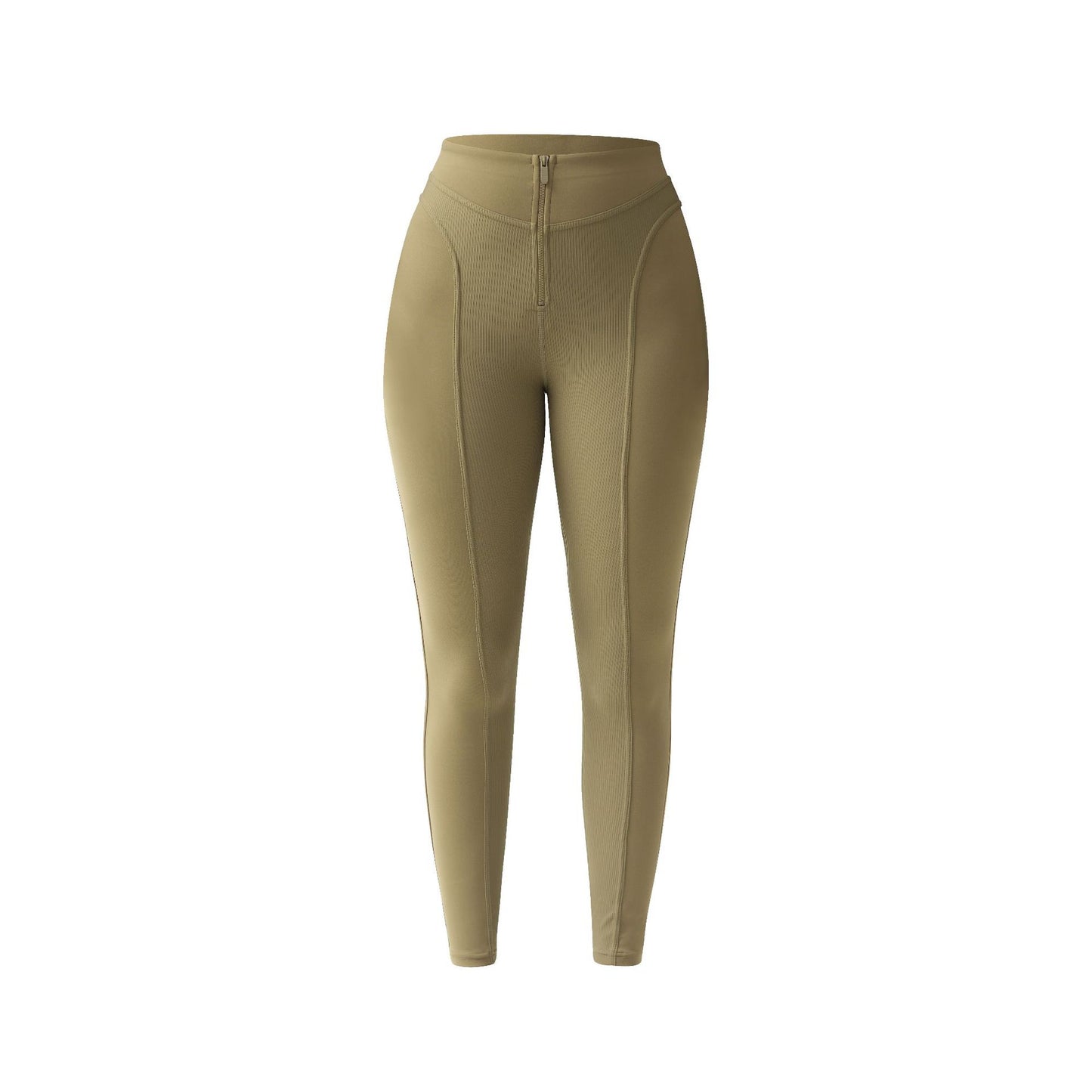 Tætsiddende, slankende tråd-tights med høj talje og lynlås til kvinder