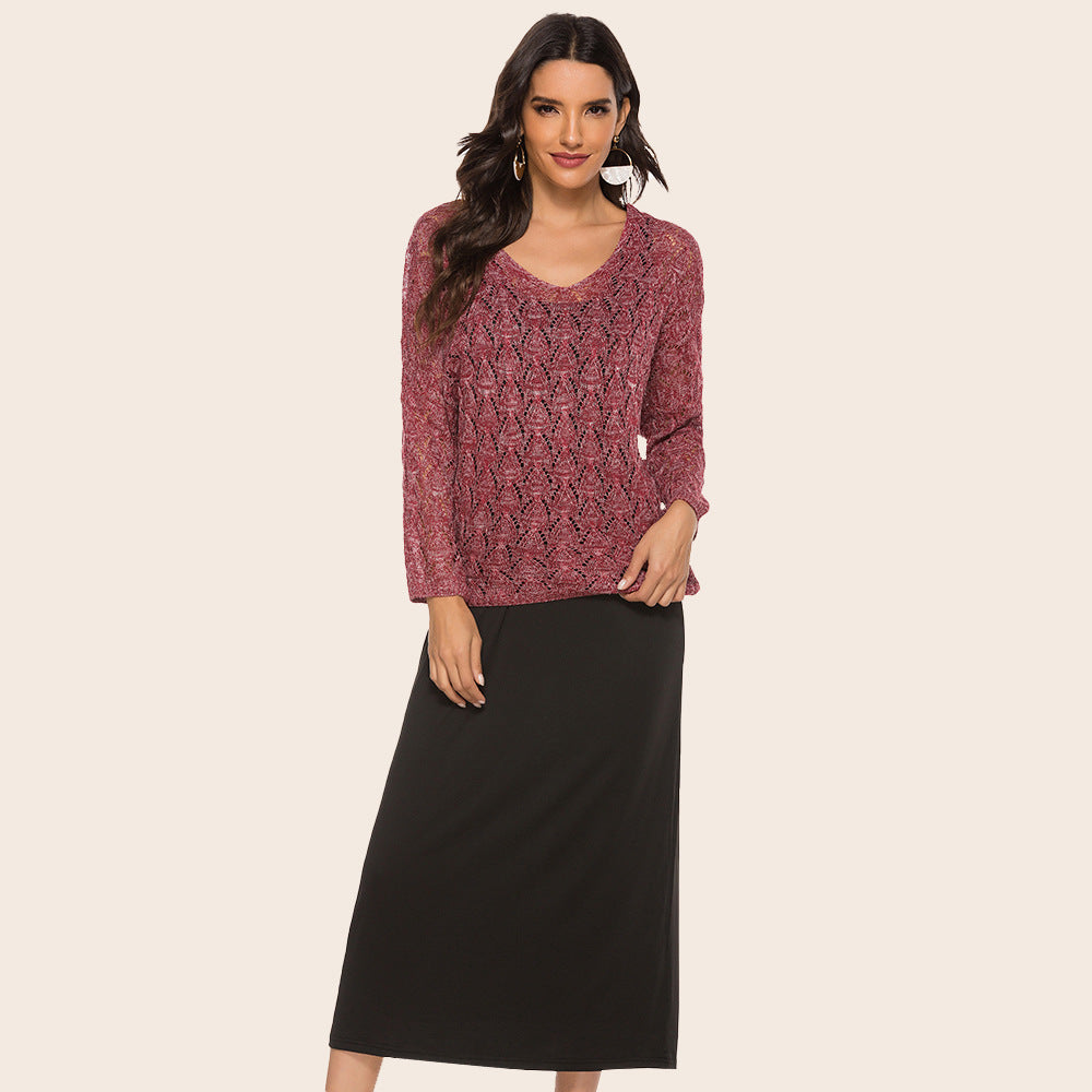 Women's Batwing Sleeve Knitwear Dress Suit