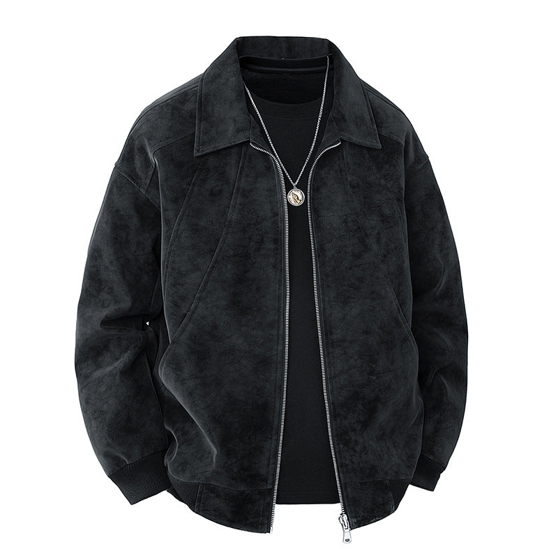 Trendy Lapel Collar Workwear Casual Suede Jacket