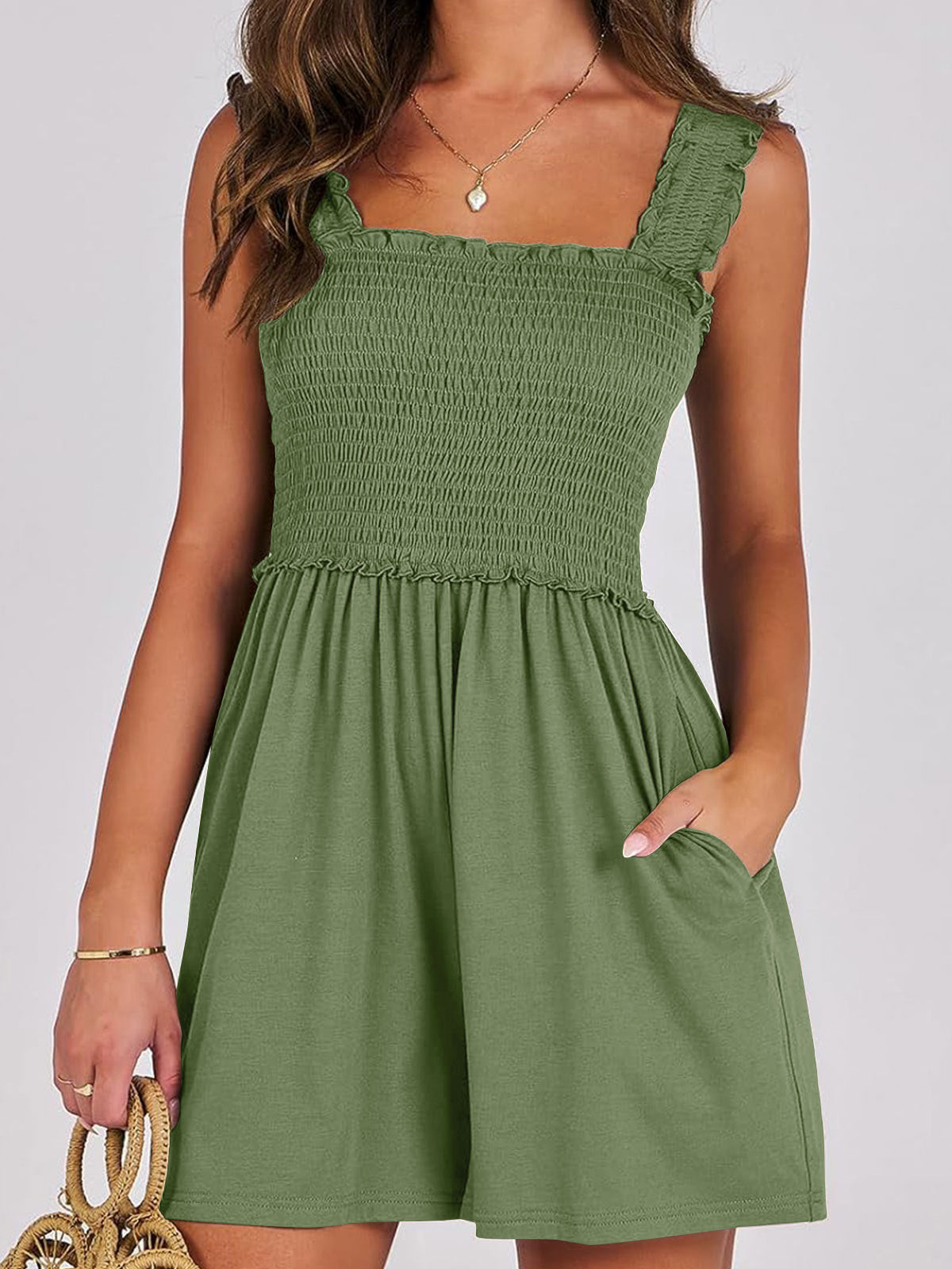 Casual Smocking Overalls Women's Casual All-matching