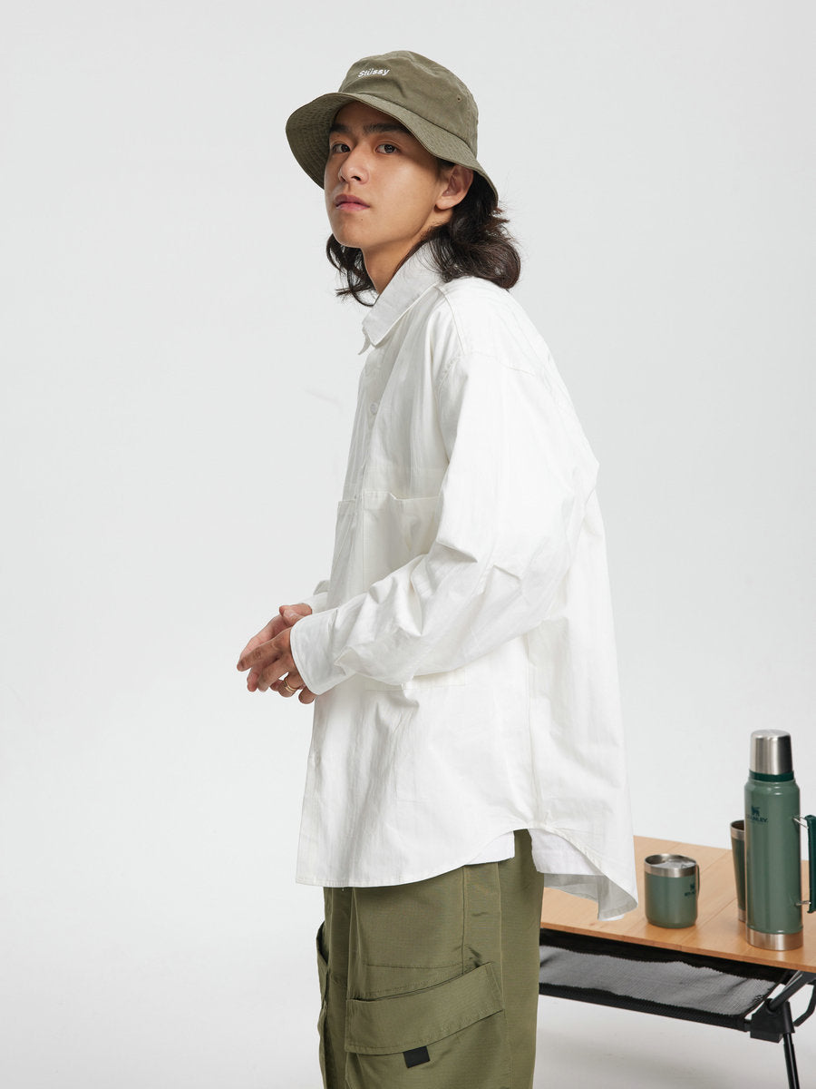 Men's And Women's Fashionable Simple Washed Long-sleeved Shirt Jacket