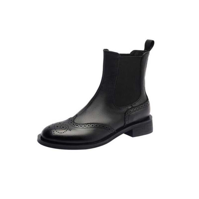 Stunning British-style Womens Full-grain Leather Ankle Boots With A Soft Sole