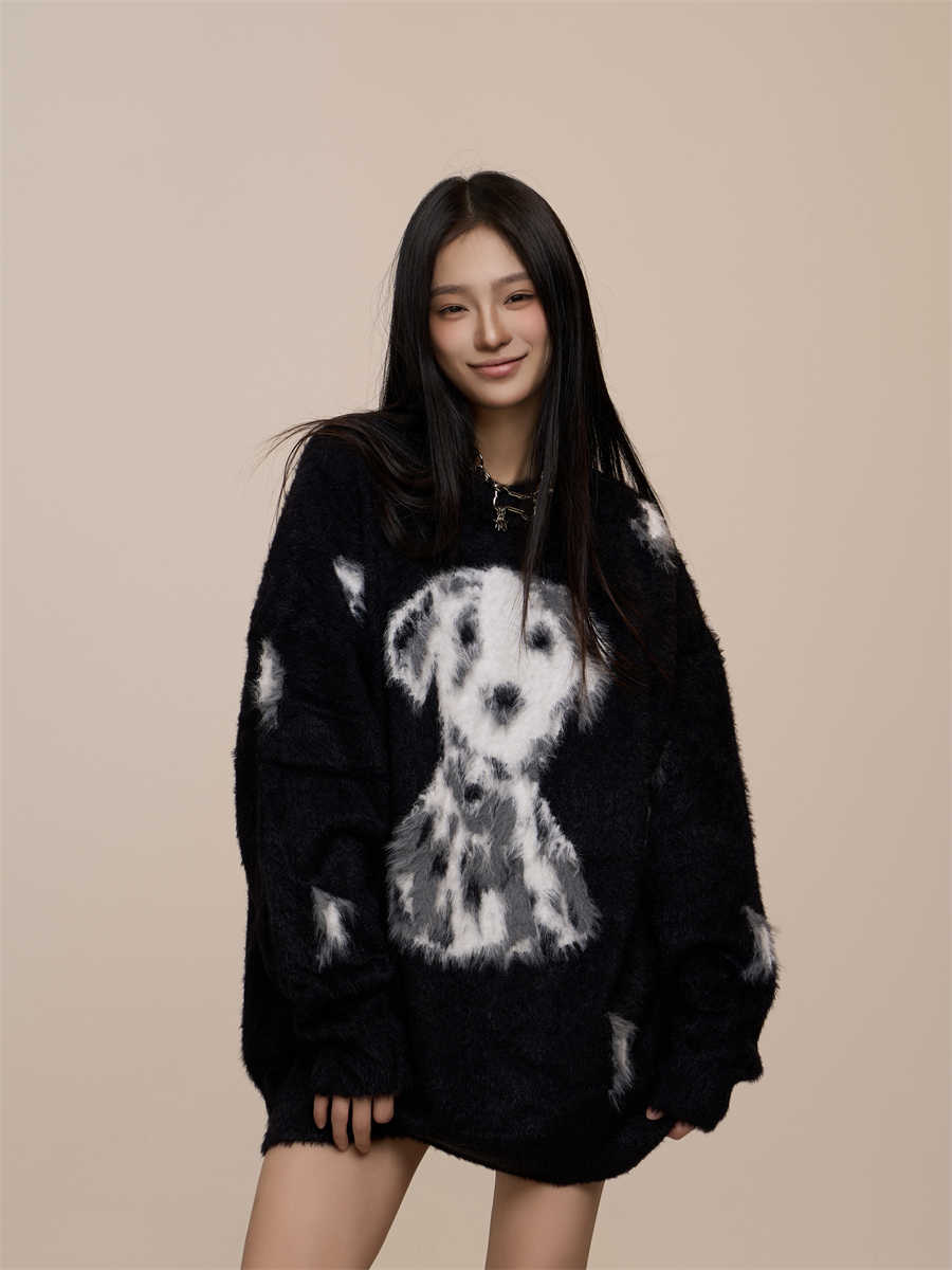 Red Plush Puppy Couple Sweater Artificial Mink Fur Sweater
