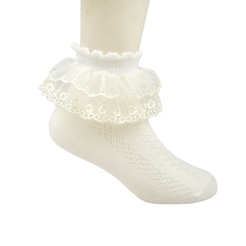 Children's Lace  White Latin Dance Socks