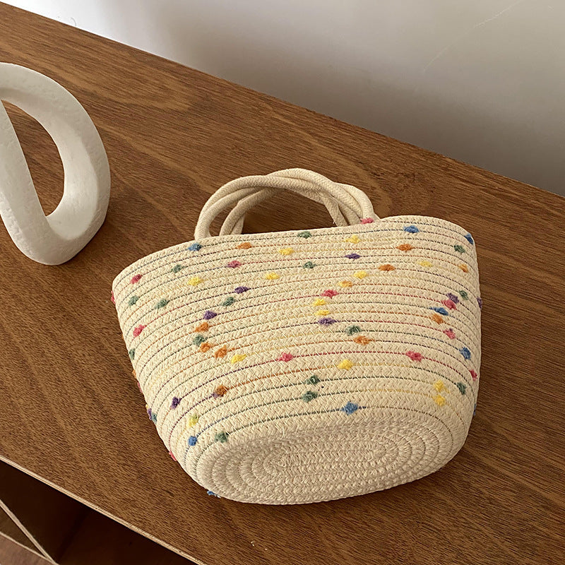 Women's Colorful Woven Straw Handbag