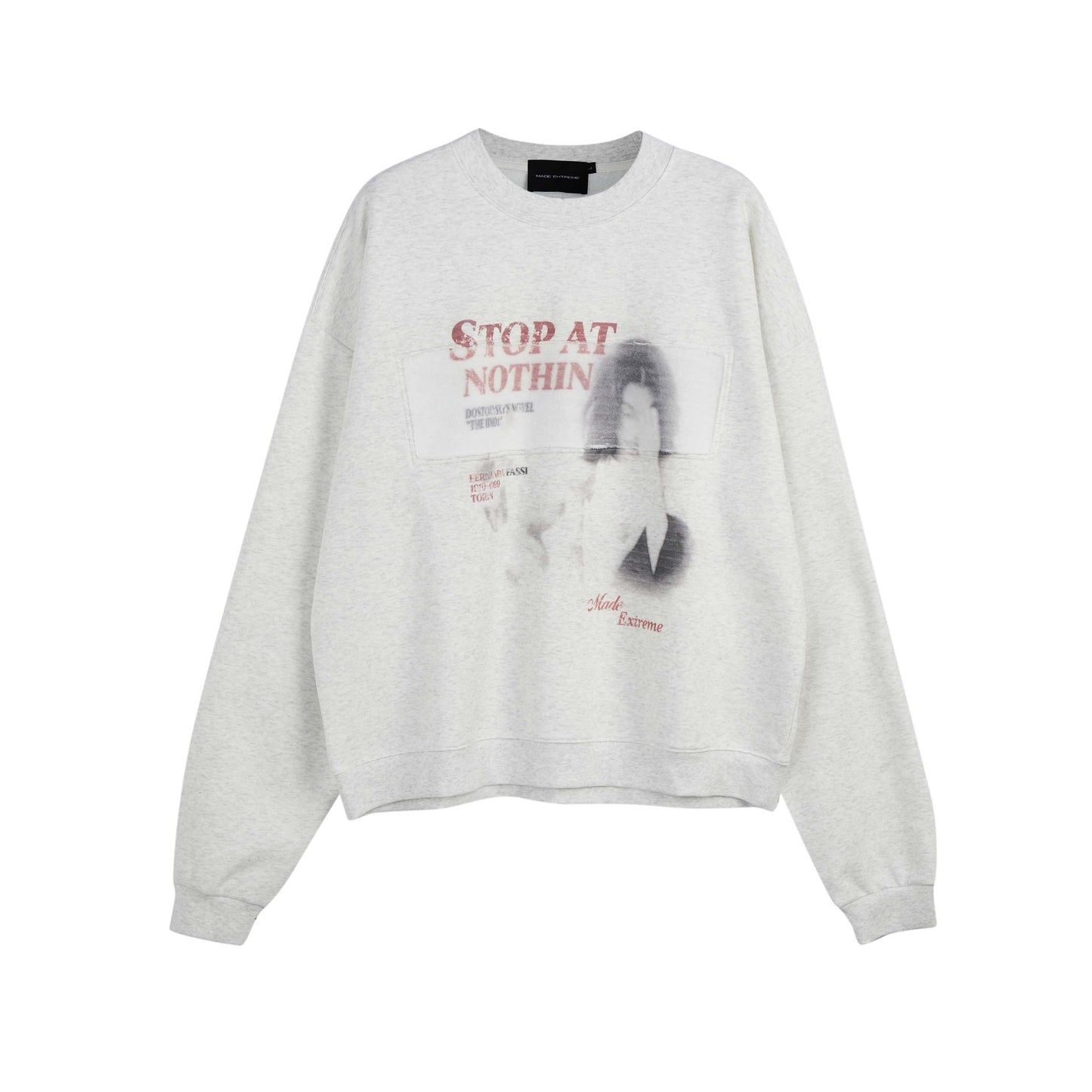 American Street Retro Portrait Printing Pullover Loose Round Neck Sweater