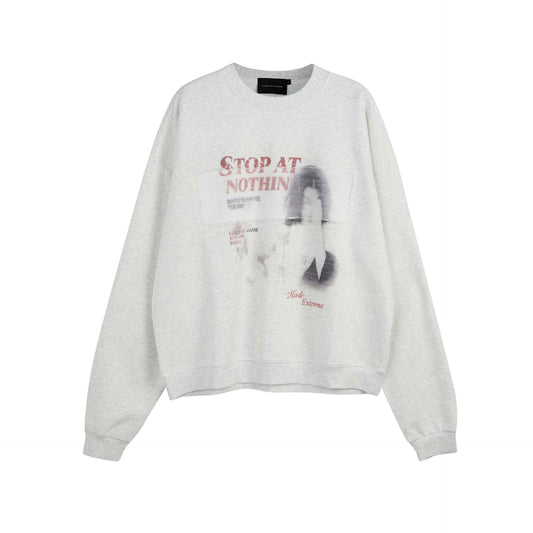 American Street Retro Portrait Printing Pullover Loose Round Neck Sweater