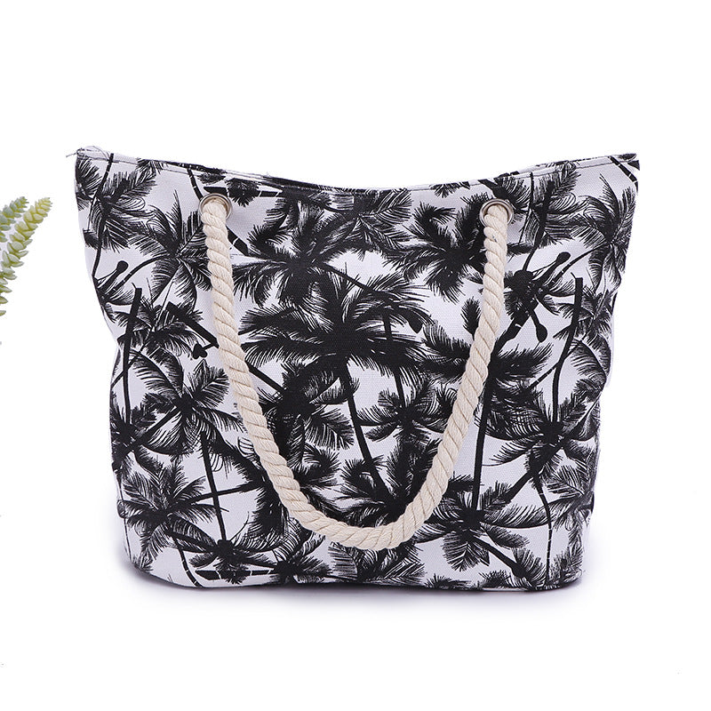 Women's Large Capacity Coconut Palm Beach Shoulder Bag