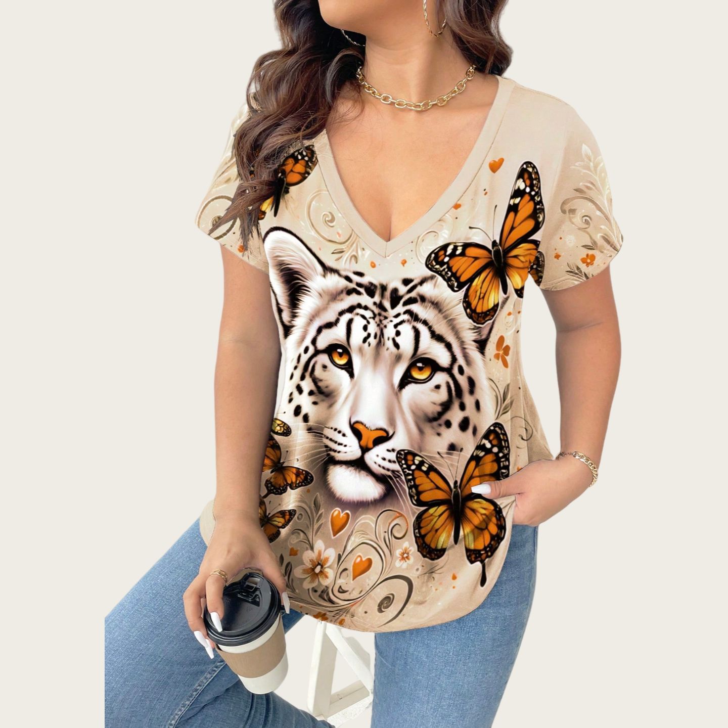 Stylish Minimalist Casual Design Womens Short Sleeve Top