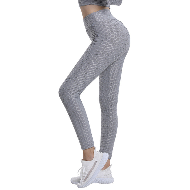 Bubble Yogabukser Jacquard Høj Elastisk Sports Gym Bukser
