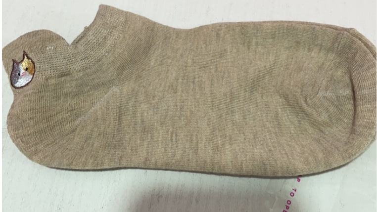 Socks Female Embroidered Cat Boat Socks Shallow Mouth Cute Low Waist