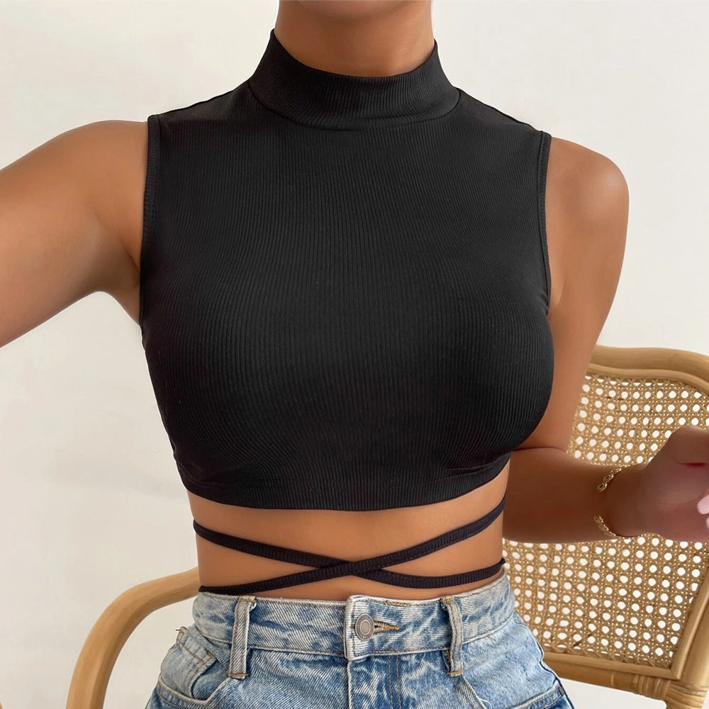 New Slim-fit Solid Color Short-sleeveless Top For Women