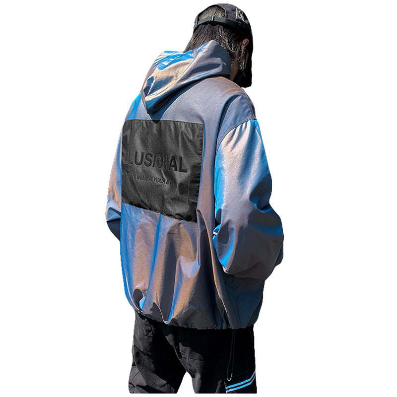 Reflective Chameleon Hooded Loose Work Jacket