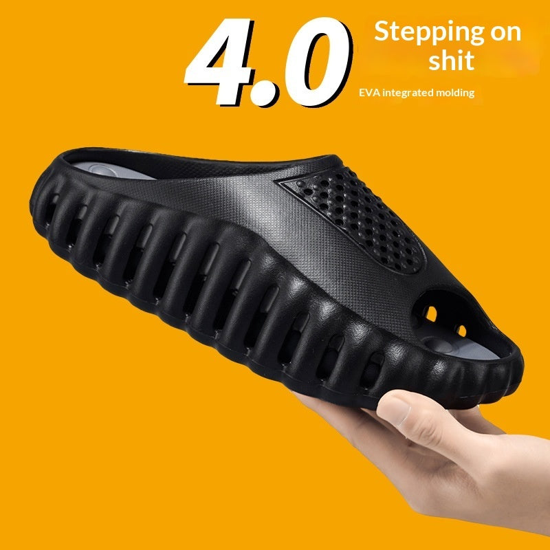 Dotted Massage Outsole For Non-slip And Wear-resistant Performancetwo-tone Couples Slide Sandals