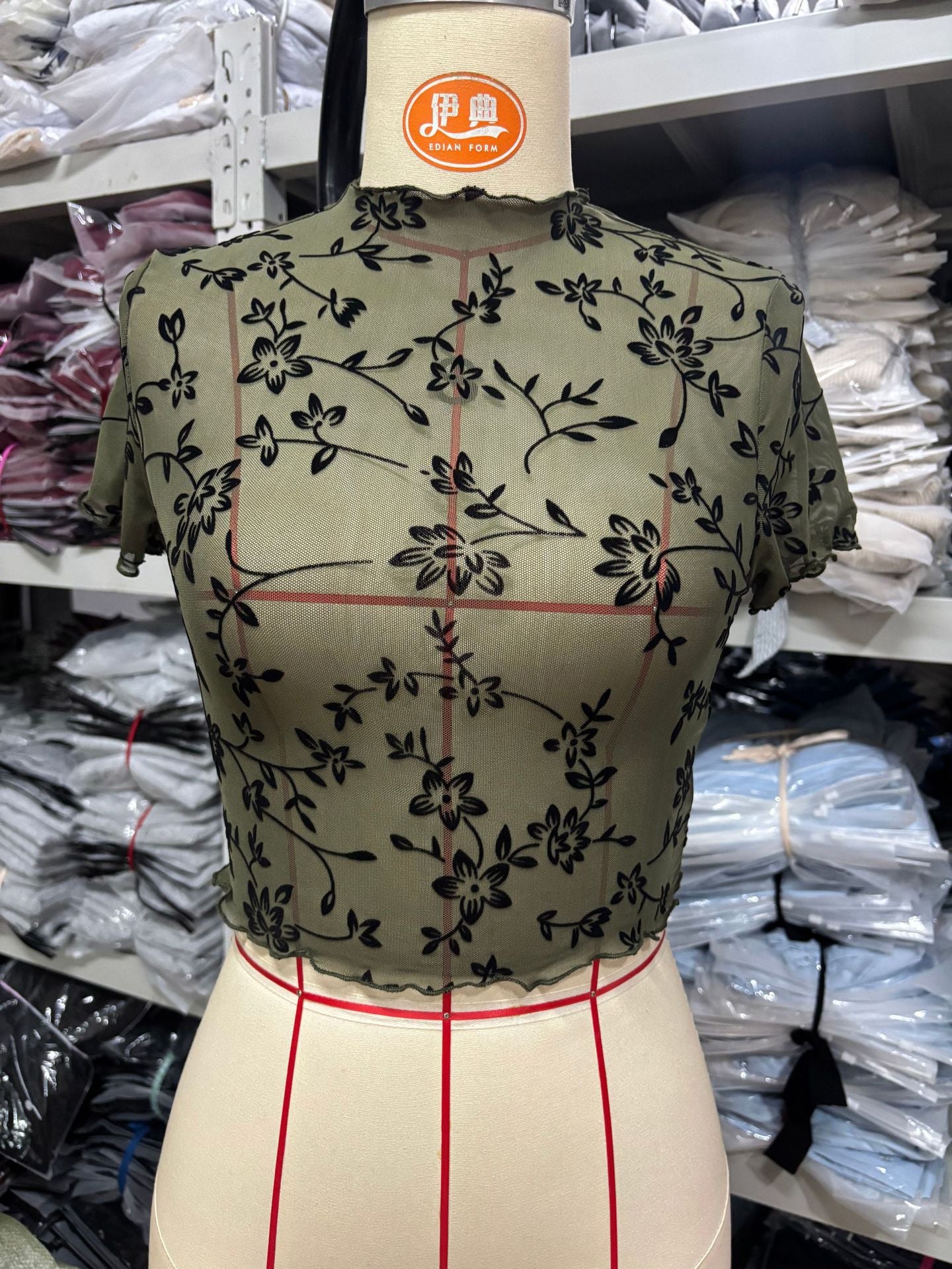 Ny gennemsigtig mesh cropped stretchy top til kvinder