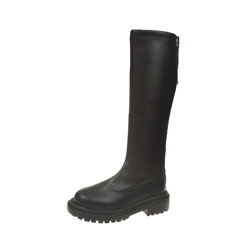 White Thick Soled Long Boots Knight