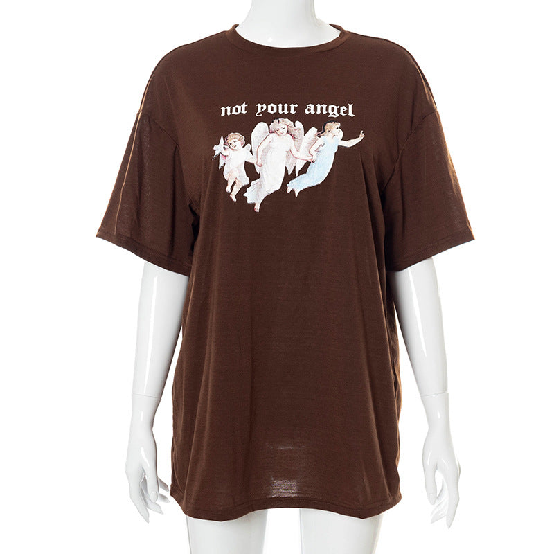Printed Round Neck Loose And Comfortable Short Sleeve Casual T-Shirt Top