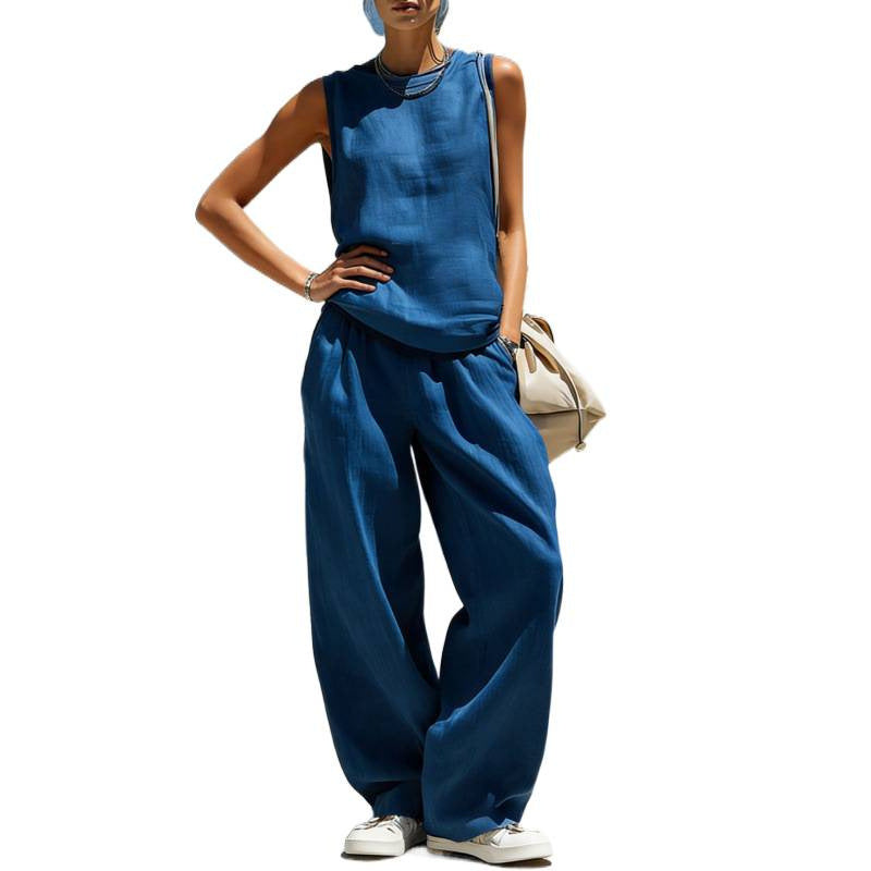 Womens Sleeveless Top And Pants Two-piece Set
